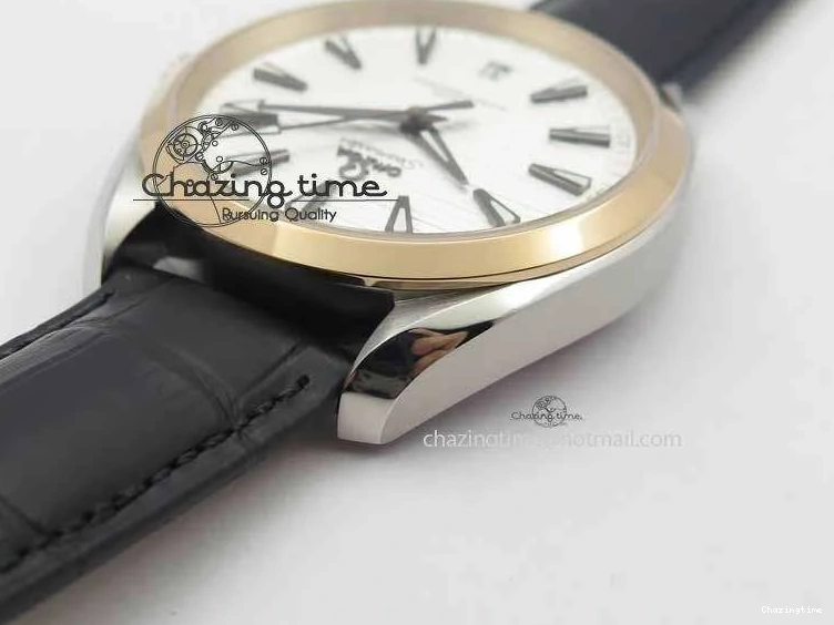 0509 2017 Aqua Terra SS RG XF Best Edition White Textured Dial On Black Leather Strap A Functional 8157